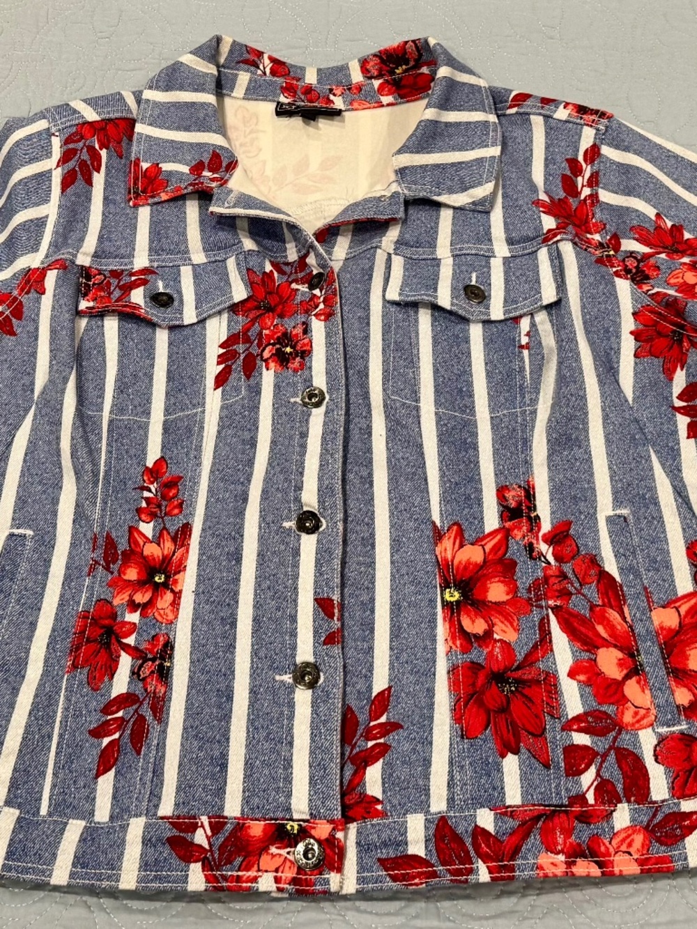 DG2 DIANE GILMAN DENIM ROSES 1X JACKET